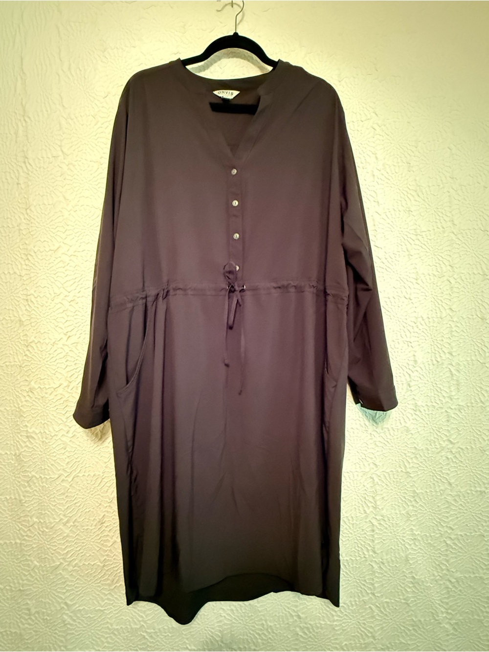 Orvis Quick Dry Long Tunic Dress with Drawstring Waist - black, size XXL